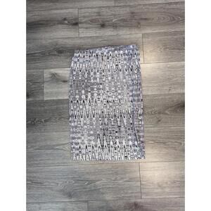 Matty M Size L Midi Pencil Skirt Stretch Tube Tie Dye Print Gray Lined.